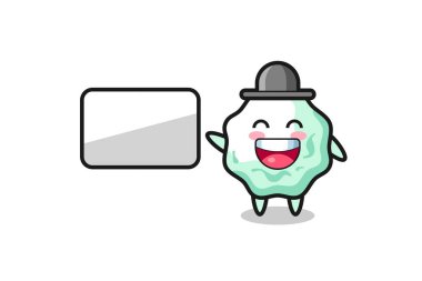 Sakız karikatürü çizimi sunum yapıyor, şirin tasarım.