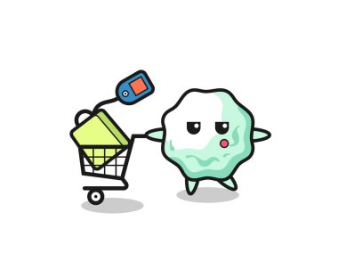 Alışveriş arabalı sakız çizimi, şirin bir tasarım.