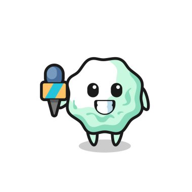 Haber muhabiri olarak sakız çiğnemenin karakteristik maskotu, şirin tasarım.