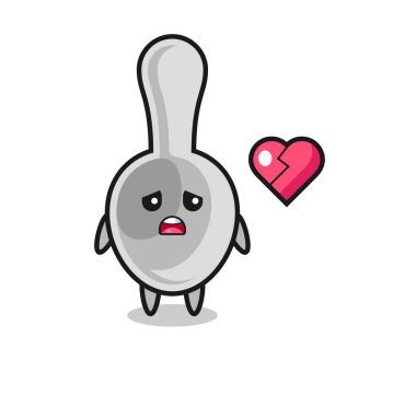 kaşık karikatür çizimi kırık kalp, şirin tasarım