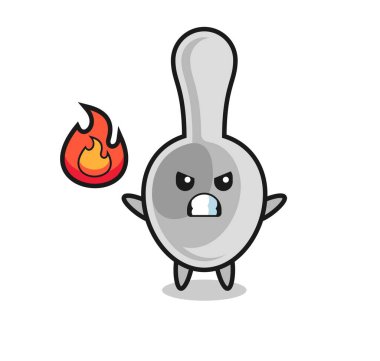 Kaşık karakteri karikatürü kızgın jest, şirin tasarım