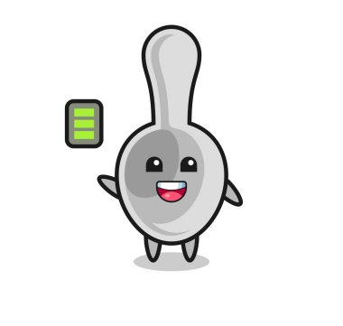 Kaşık maskotu, enerjik bir jest, şirin bir tasarım.