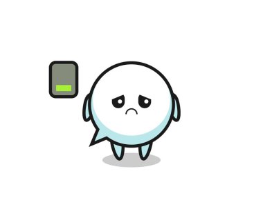 Konuşma balonu maskotu karakteri yorgun bir jest yapıyor, şirin bir tasarım.