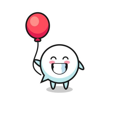 Konuşma balonu maskotu illüstrasyonu balon oynuyor, şirin tasarım