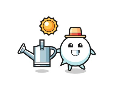 Konuşma baloncuğunun çizgi film karakteri. Sulama kutusu, şirin tasarım.