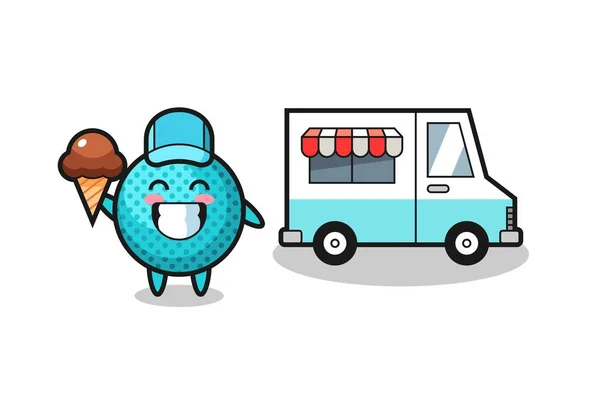 Mascot Cartoon Spiky Ball Ice Cream Truck Cute Design — Stock Vector