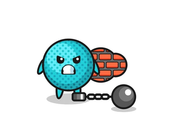 Mascotte Caractère Boule Pointue Comme Prisonnier Design Mignon — Image vectorielle