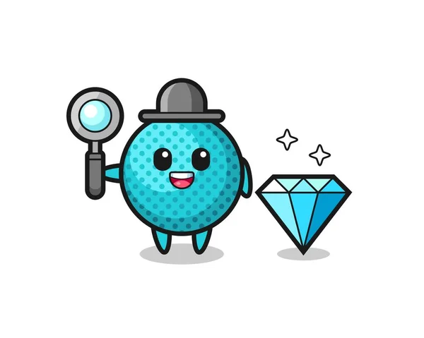 Ilustração Personagem Bola Spiky Com Diamante Design Bonito — Vetor de Stock