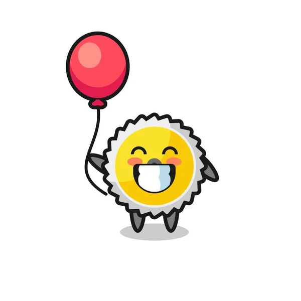 Saw Blade Mascot Illustration Playing Balloon Cute Design — Stock Vector