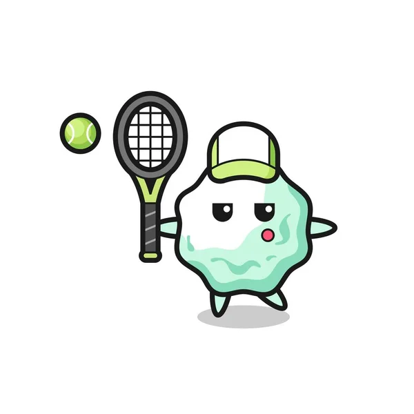 Cartoon Character Chewing Gum Tennis Player Cute Design — Stock Vector