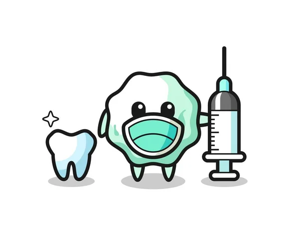 Μασκότ Χαρακτήρας Της Τσίχλας Οδοντίατρος Χαριτωμένο Σχεδιασμό — Διανυσματικό Αρχείο