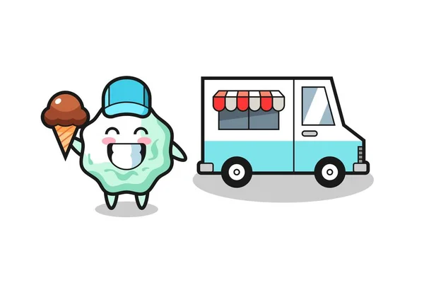 Mascot Cartoon Chewing Gum Ice Cream Truck Cute Design — Stock Vector
