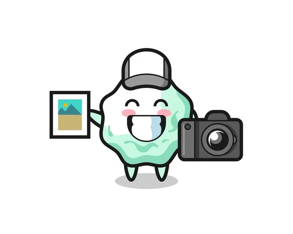 Character Illustration Mengunyah Permen Karet Sebagai Fotografer Desain Yang Lucu - Stok Vektor