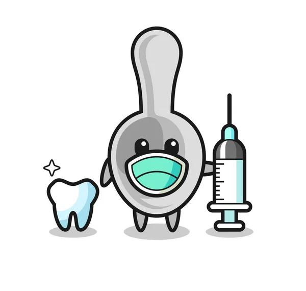 Mascot Character Spoon Dentist Cute Design — Stock Vector