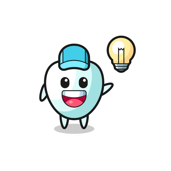 Desenho Animado Personagem Dente Recebendo Ideia Projeto Bonito — Vetor de Stock