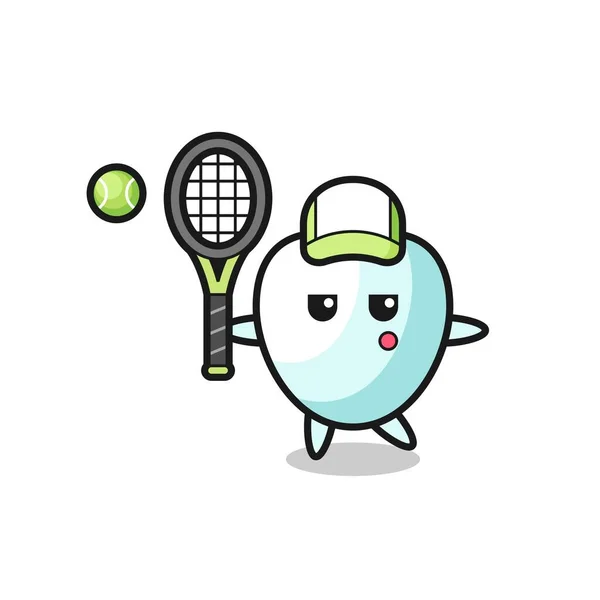 Zeichentrickfigur Zahn Als Tennisspieler Niedliches Design — Stockvektor