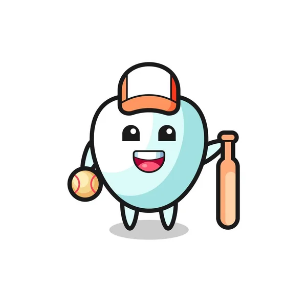 Caractère Dessin Animé Dent Tant Que Joueur Baseball Design Mignon — Image vectorielle