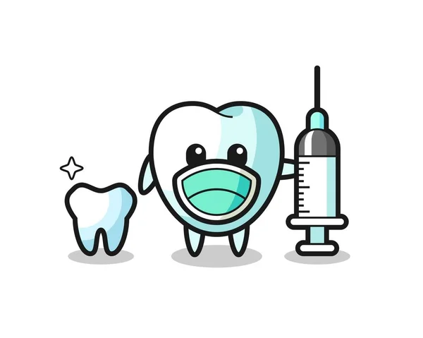 Maskotka Charakter Zęba Jako Dentysta Ładny Design — Wektor stockowy