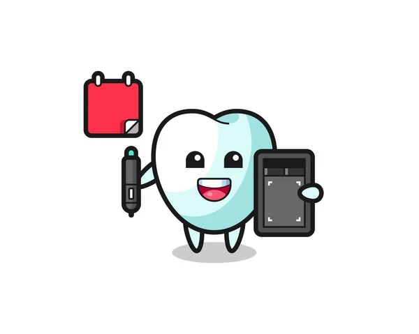 Illustration Tooth Mascot Graphic Designer Cute Design — Stock Vector