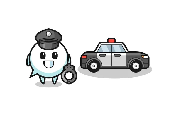 Dibujos Animados Mascota Burbuja Del Habla Como Policía Lindo Diseño — Vector de stock