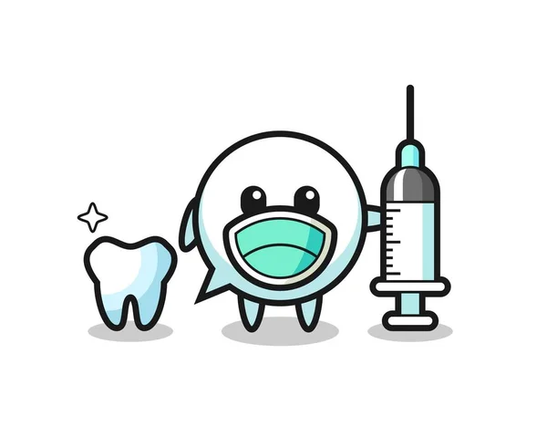 Personaje Mascota Burbuja Del Habla Como Dentista Diseño Lindo — Vector de stock
