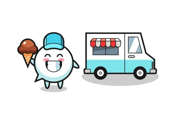 Mascotte Dessin Animé Bulle Expression Avec Camion Crème Glacée Design — Image vectorielle