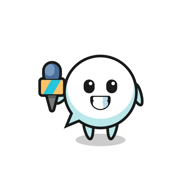 Mascotte Caractère Bulle Parole Comme Journaliste Nouvelles Design Mignon — Image vectorielle