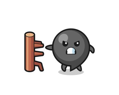 Bir karate dövüşçüsü olarak çizgi film çizimi, şirin bir tasarım.