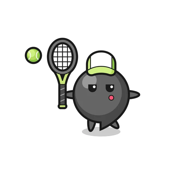 Caractère Dessin Animé Symbole Virgule Tant Que Joueur Tennis Design — Image vectorielle