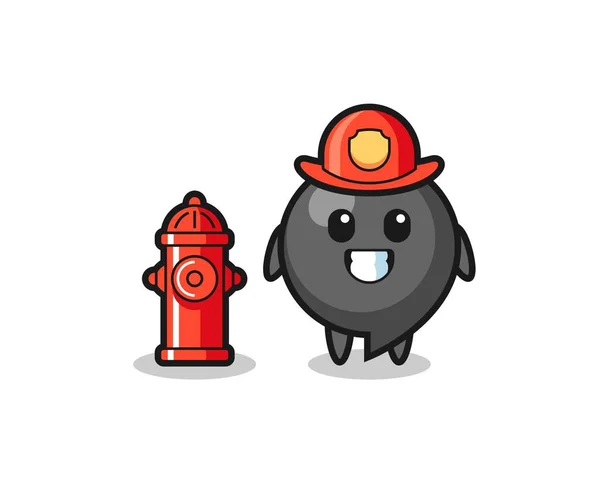 Mascot character of comma symbol as a firefighter , cute design
