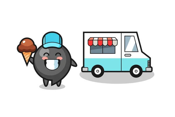 Mascota Dibujos Animados Símbolo Coma Con Camión Helados Lindo Diseño — Vector de stock