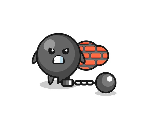 Mascotte Caractère Symbole Virgule Comme Prisonnier Design Mignon — Image vectorielle