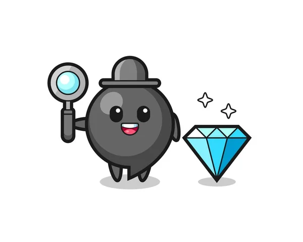 Ilustração Personagem Símbolo Vírgula Com Diamante Design Bonito — Vetor de Stock