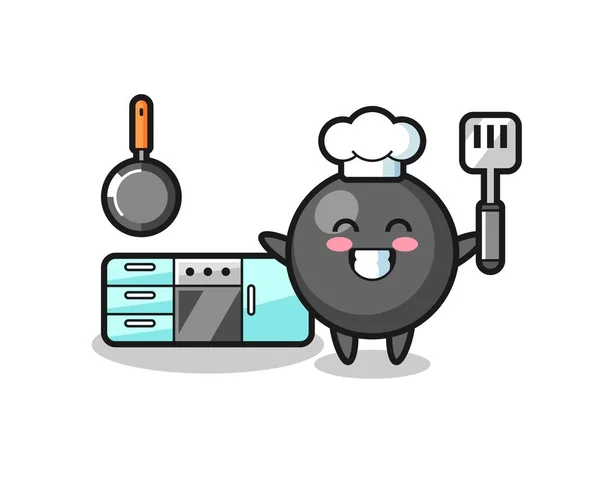 Simbolo Puntino Personaggio Illustrazione Come Uno Chef Sta Cucinando Design — Vettoriale Stock