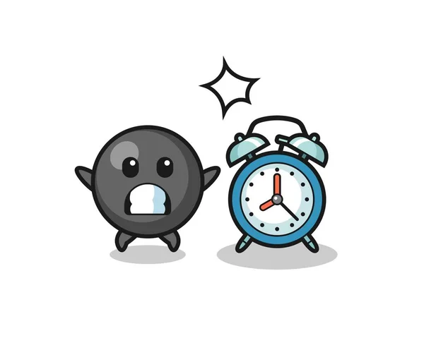 Ilustración Dibujos Animados Del Símbolo Del Punto Sorprende Con Reloj — Vector de stock