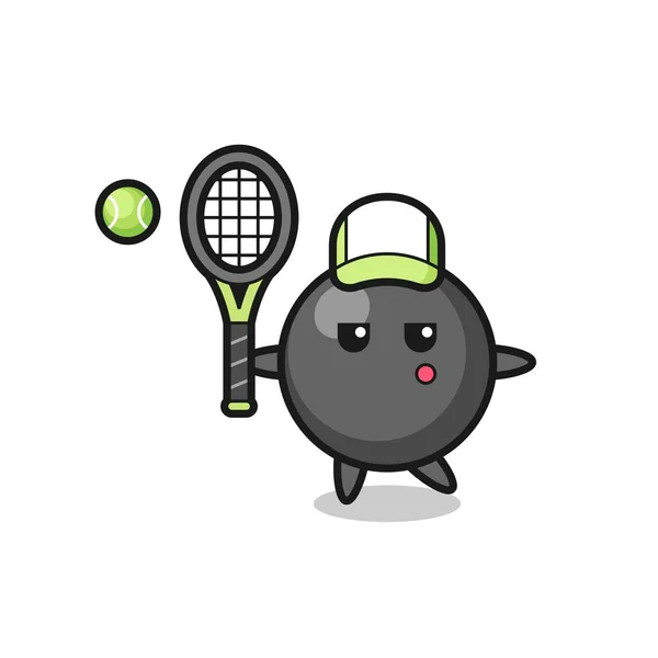 Cartoon Χαρακτήρα Του Συμβόλου Dot Παίκτης Του Τένις Χαριτωμένο Σχεδιασμό — Διανυσματικό Αρχείο