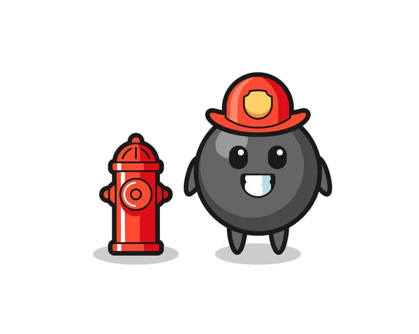 Mascot character of dot symbol as a firefighter , cute design