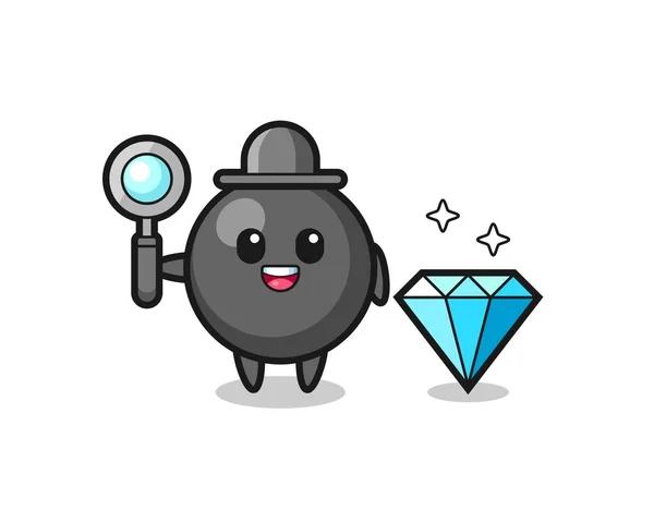 Ilustração Personagem Símbolo Ponto Com Diamante Design Bonito — Vetor de Stock