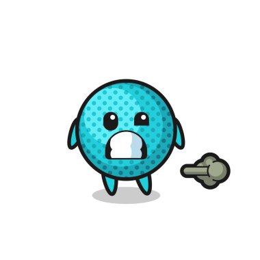 the illustration of the spiky ball cartoon doing fart , cute design