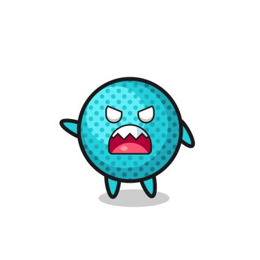 cute spiky ball cartoon in a very angry pose , cute design