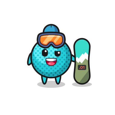 Illustration of spiky ball character with snowboarding style , cute design