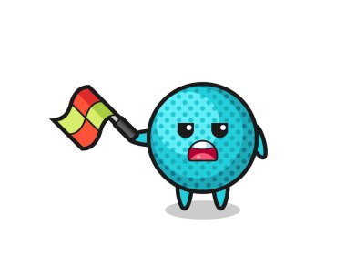 Çizgi film hakemi bayrağı 45 derecelik açıyla kaldırıyor, şirin bir tasarım.