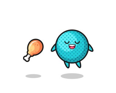 Şirin dikenli top yüzüyor ve cezbedici çünkü kızarmış tavuk, şirin tasarım