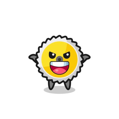 Sevimli testere bıçağının çizimi korkutma hareketi, şirin tasarım.