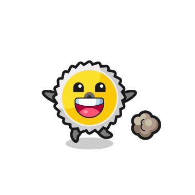 Mutlu testere bıçağı çizgi filmi. Koşu pozu, şirin tasarım.