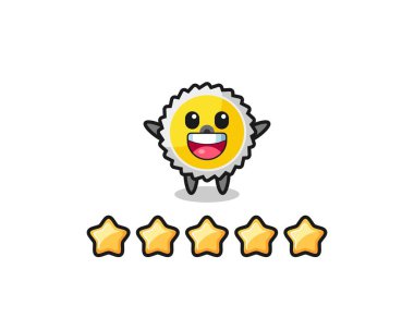 the illustration of customer best rating, saw blade cute character with 5 stars , cute design