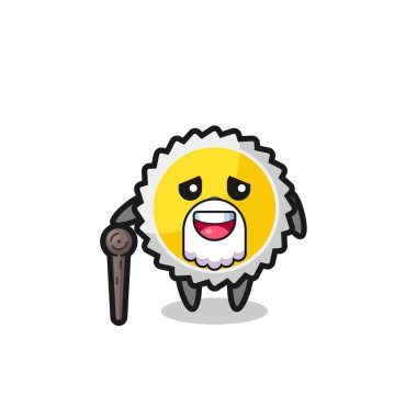 Şirin testere bıçağı büyükbabanın elinde bir sopa var, şirin tasarım.