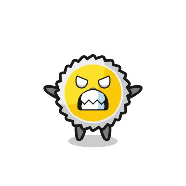 wrathful expression of the saw blade mascot character , cute design