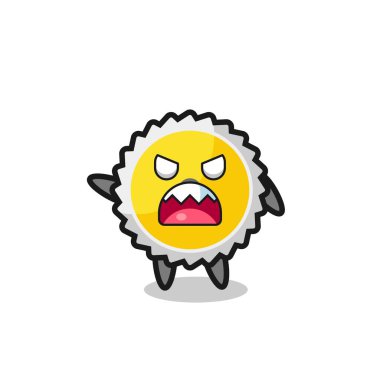 cute saw blade cartoon in a very angry pose , cute design