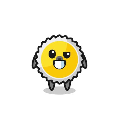 cute saw blade mascot with an optimistic face , cute design
